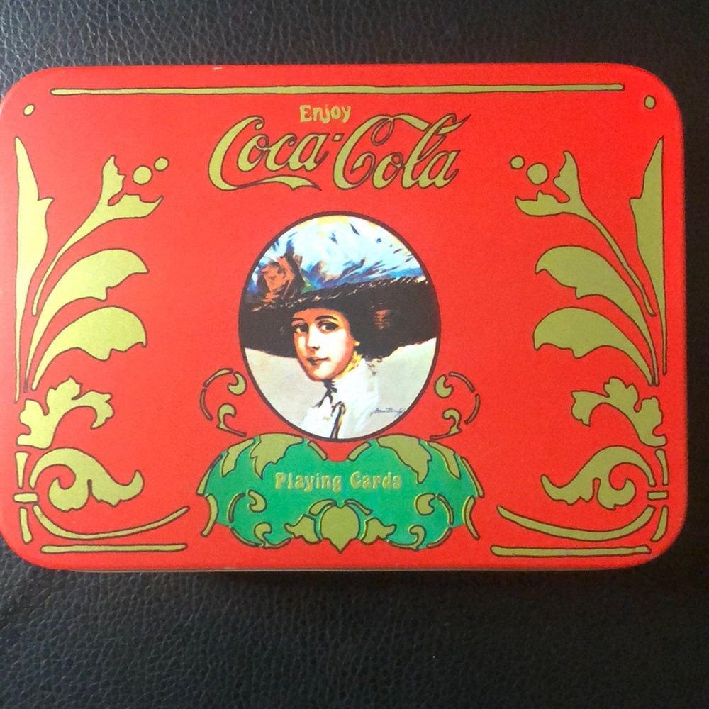 Collectible Vintage Coca Cola Playing Card Set in Storage Tin Coke two decks